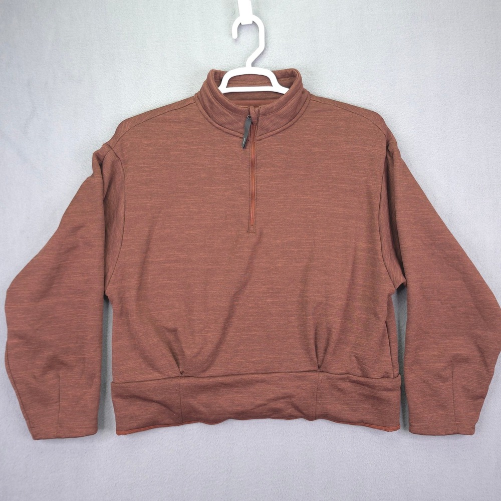 Athleta Pullover 1/4 Zip Fleece Sweatshirt Brown XL Polyester Spandex Activewear
